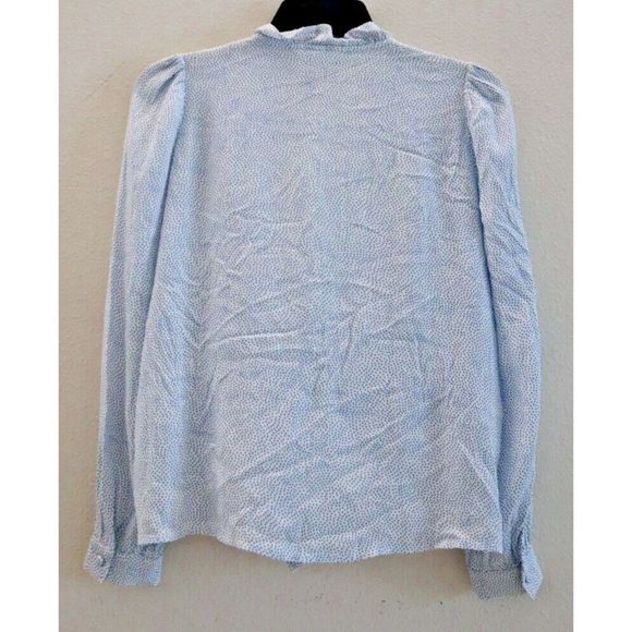 Rolla's 12963 Women's Sz S French Blue Mini Spot Ruffled Button Up Lily Blouse - Picture 2 of 11